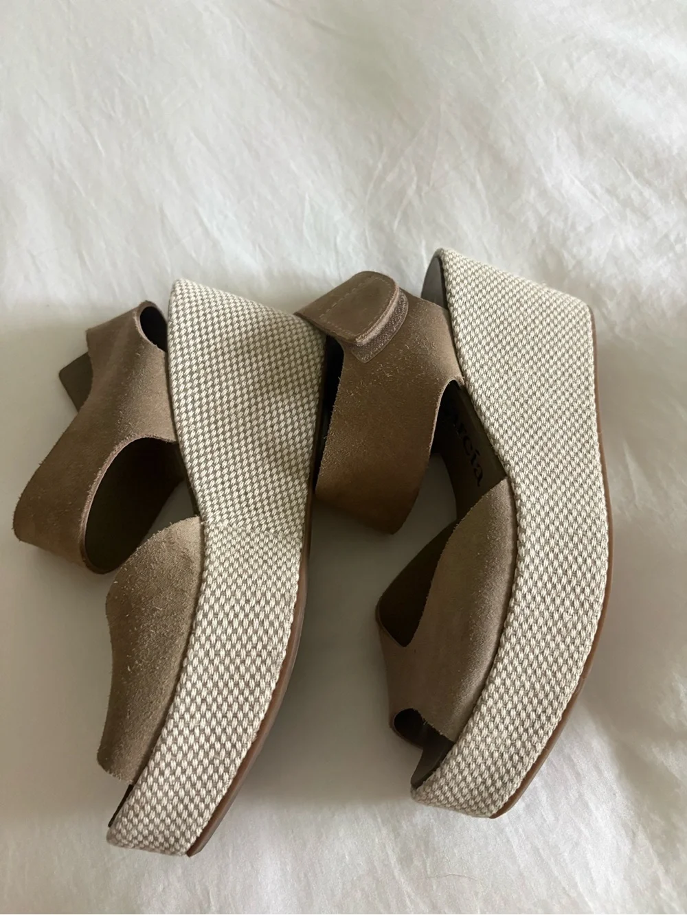 Pedro Garcia Beige Suede Espadrille Wedge Sandals